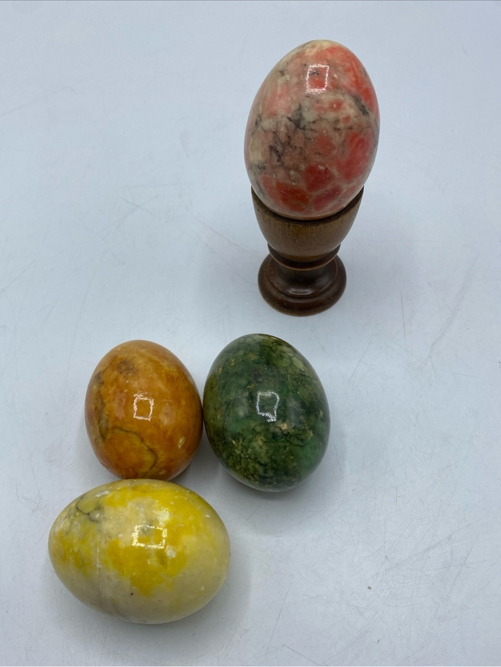 Marble Granite Stone Polished Eggs Multicolor Easter Lot Of 4